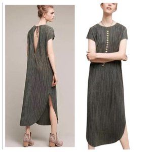 Anthropologie Sabina Musayev Renaissance Dress Green Textured Shirin Tunic Dress